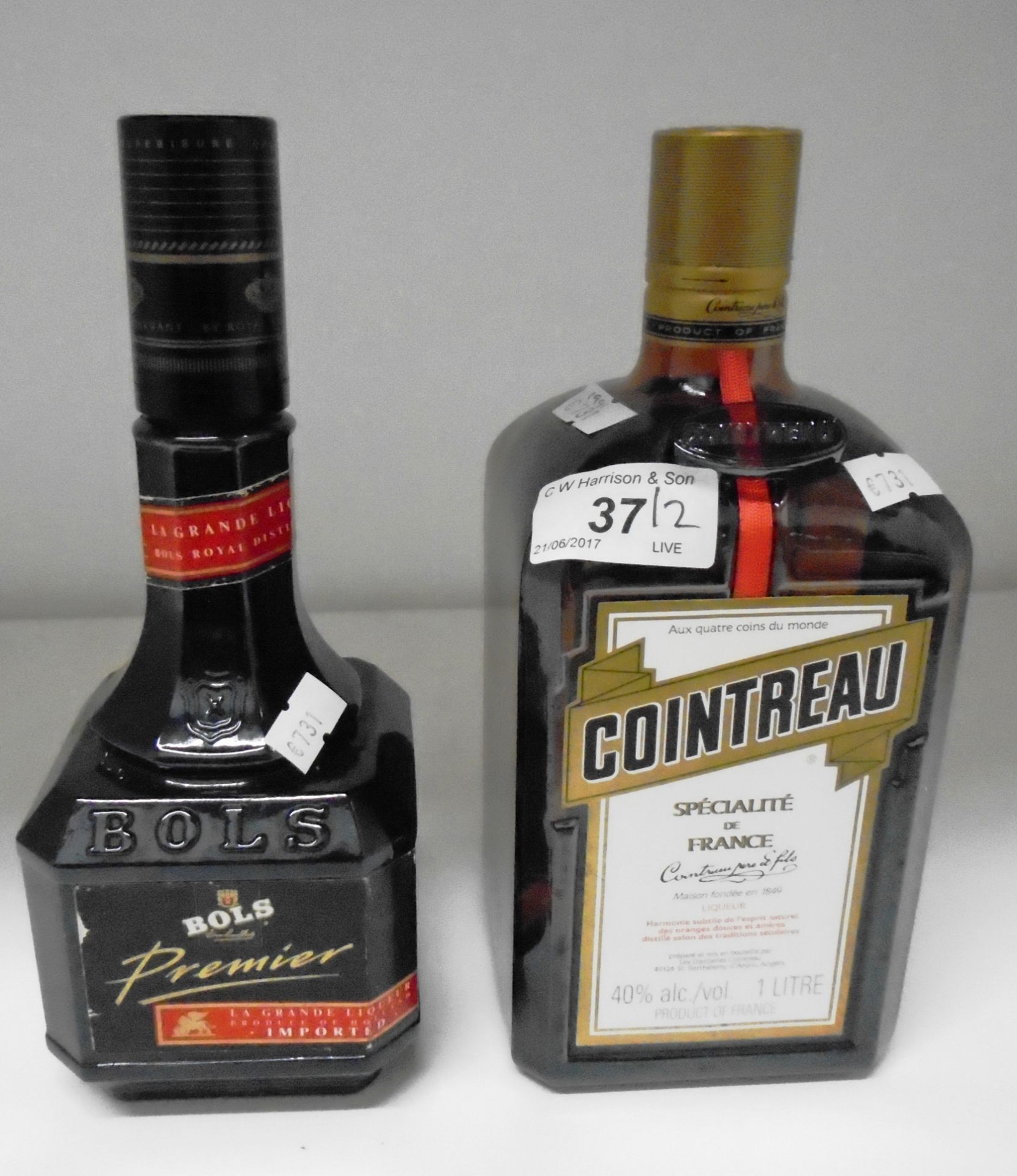 A 1 litre bottle of 1991 Cointreau liqueur and a 0.