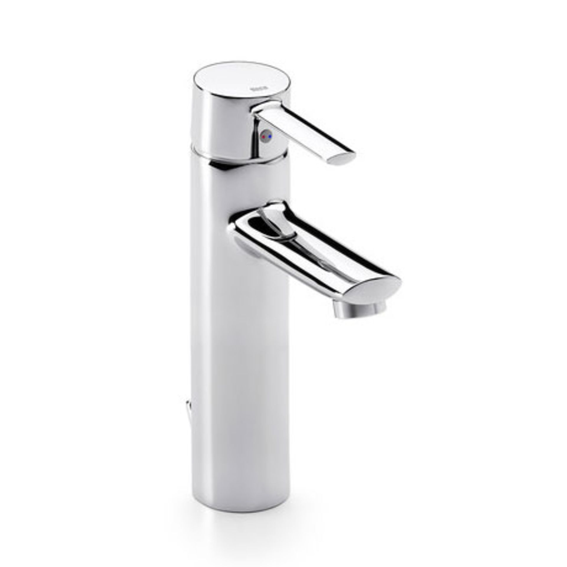 Modern extended basin mixer tap.