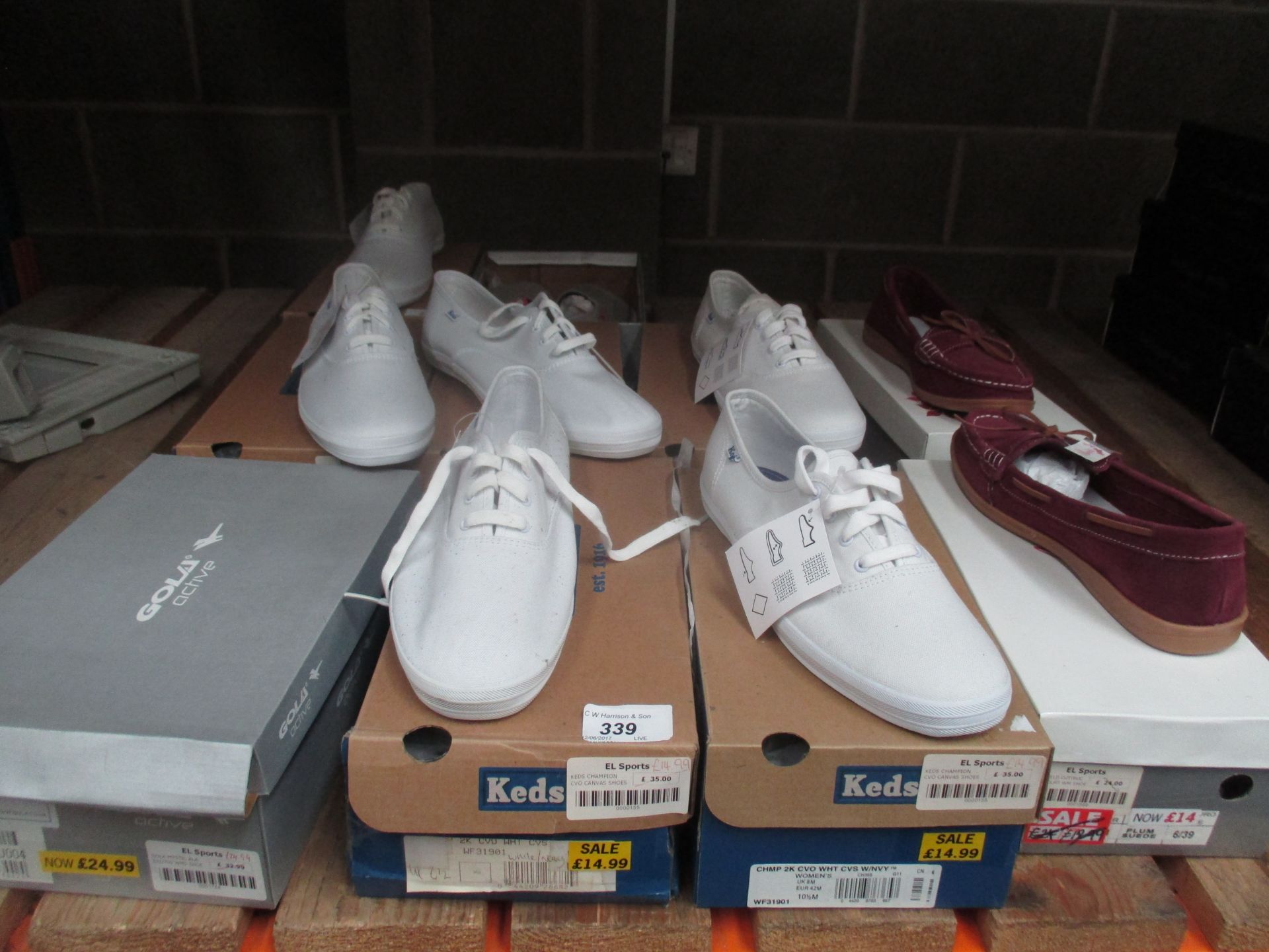 10 x assorted pairs of shoes/trainers by Keds,