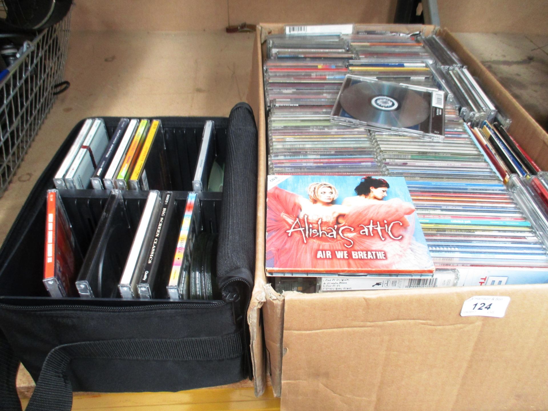 Contents to box and tray - quantity of assorted CDs by Blur, Britney Spears,