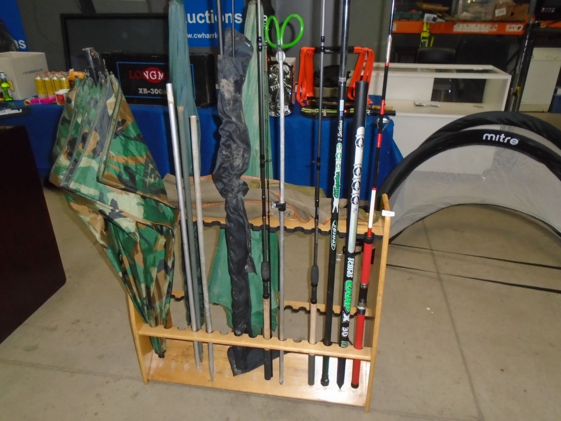 Contents to fishing rod stand - fishing poles, rods, umbrellas by Sensas,