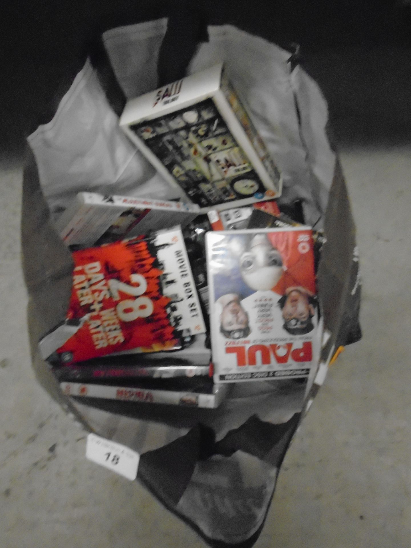 Contents to bag - quantity of DVDs - Paul, 28 Days Later,