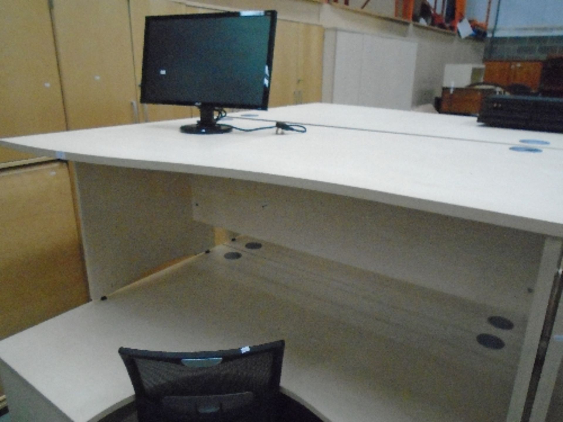 A maple finish wave front office desk 100 x 160cm (left hand return)