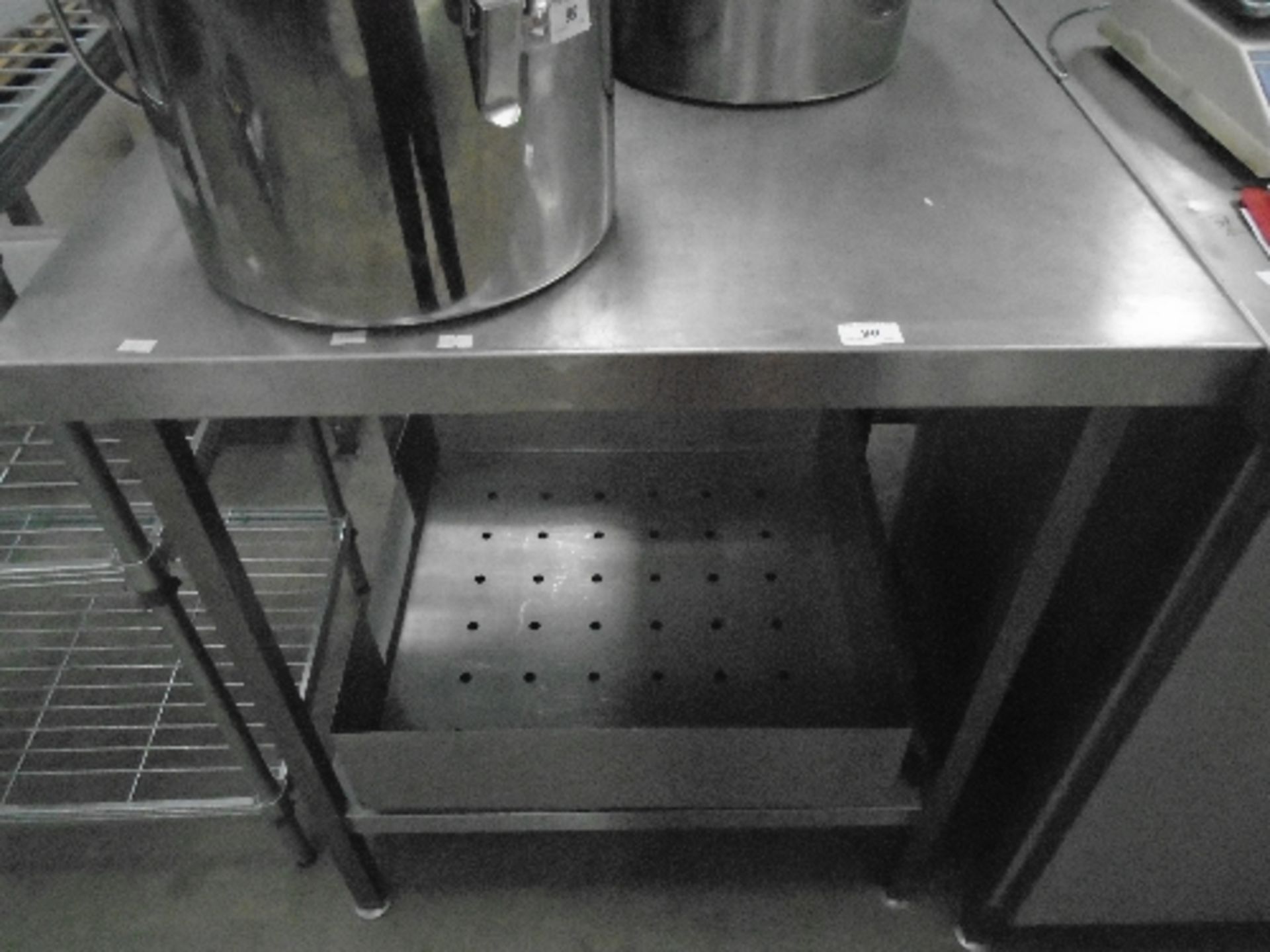 A stainless steel two shelf preparation table 72 x 80cm