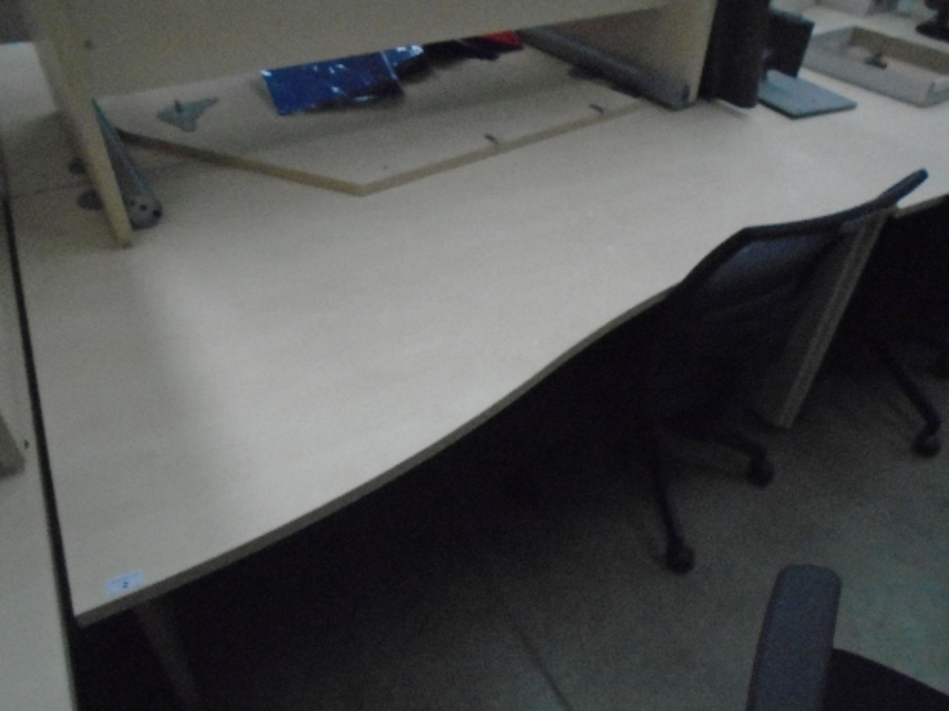 A maple finish wave front office desk 100 x 160cm (left hand return)