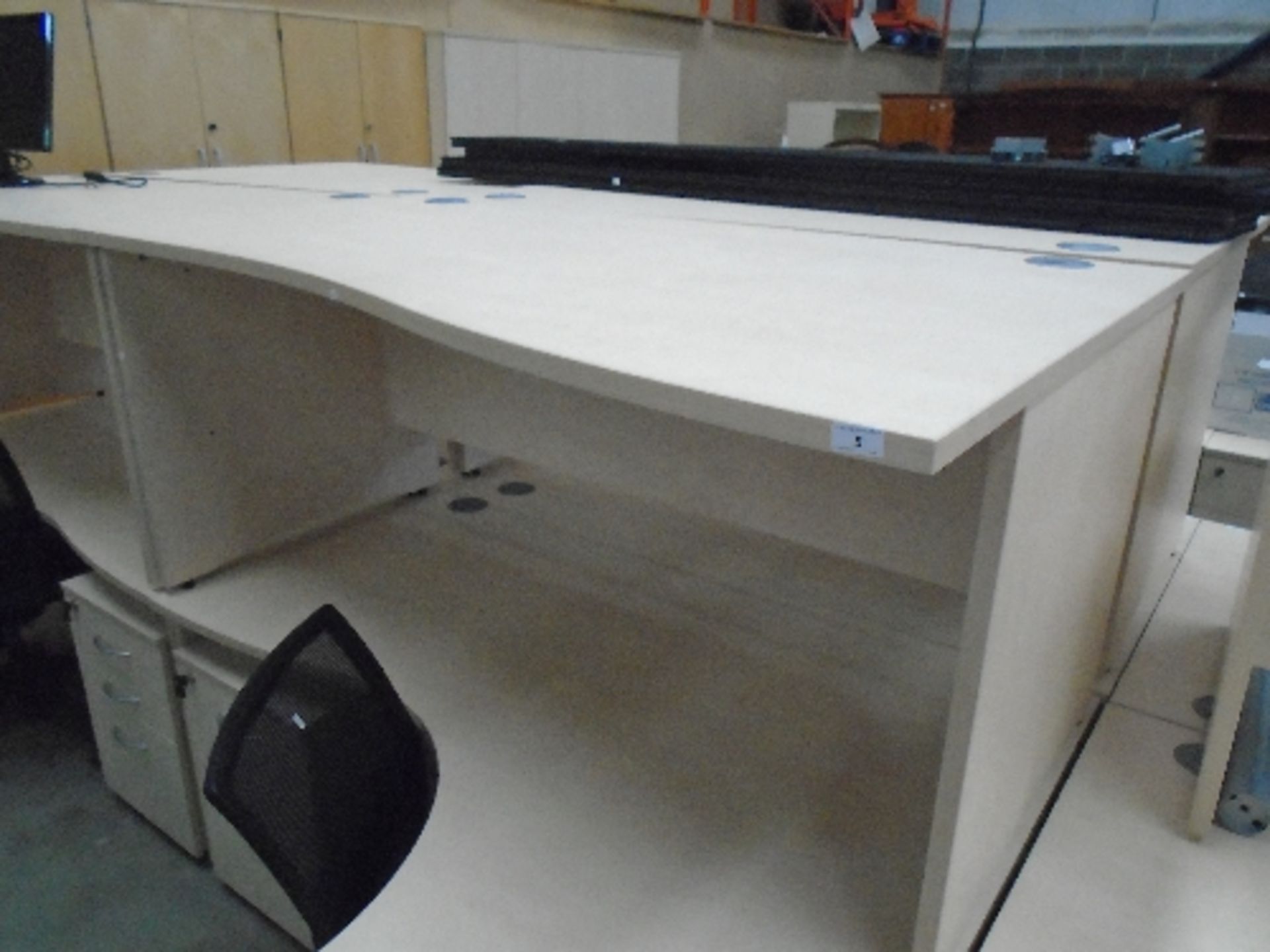 A maple finish wave front office desk 100 x 160cm (right hand return)