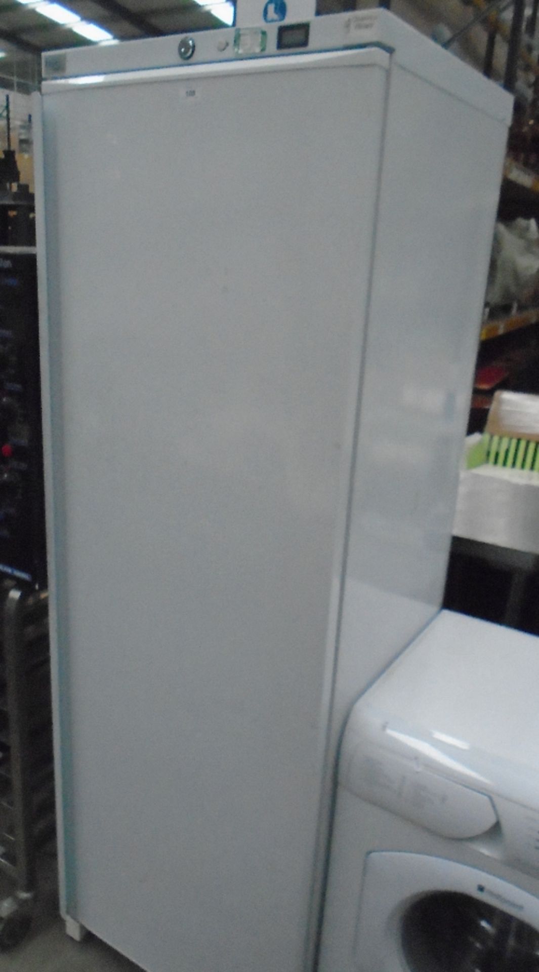 A LEC commercial white upright fridge