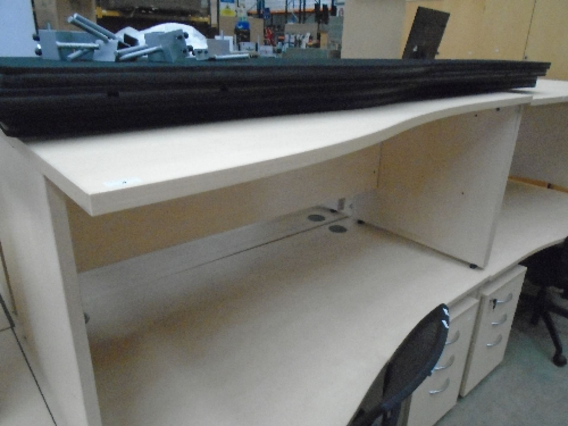 A maple finish wave front office desk 100 x 160cm (left hand return)