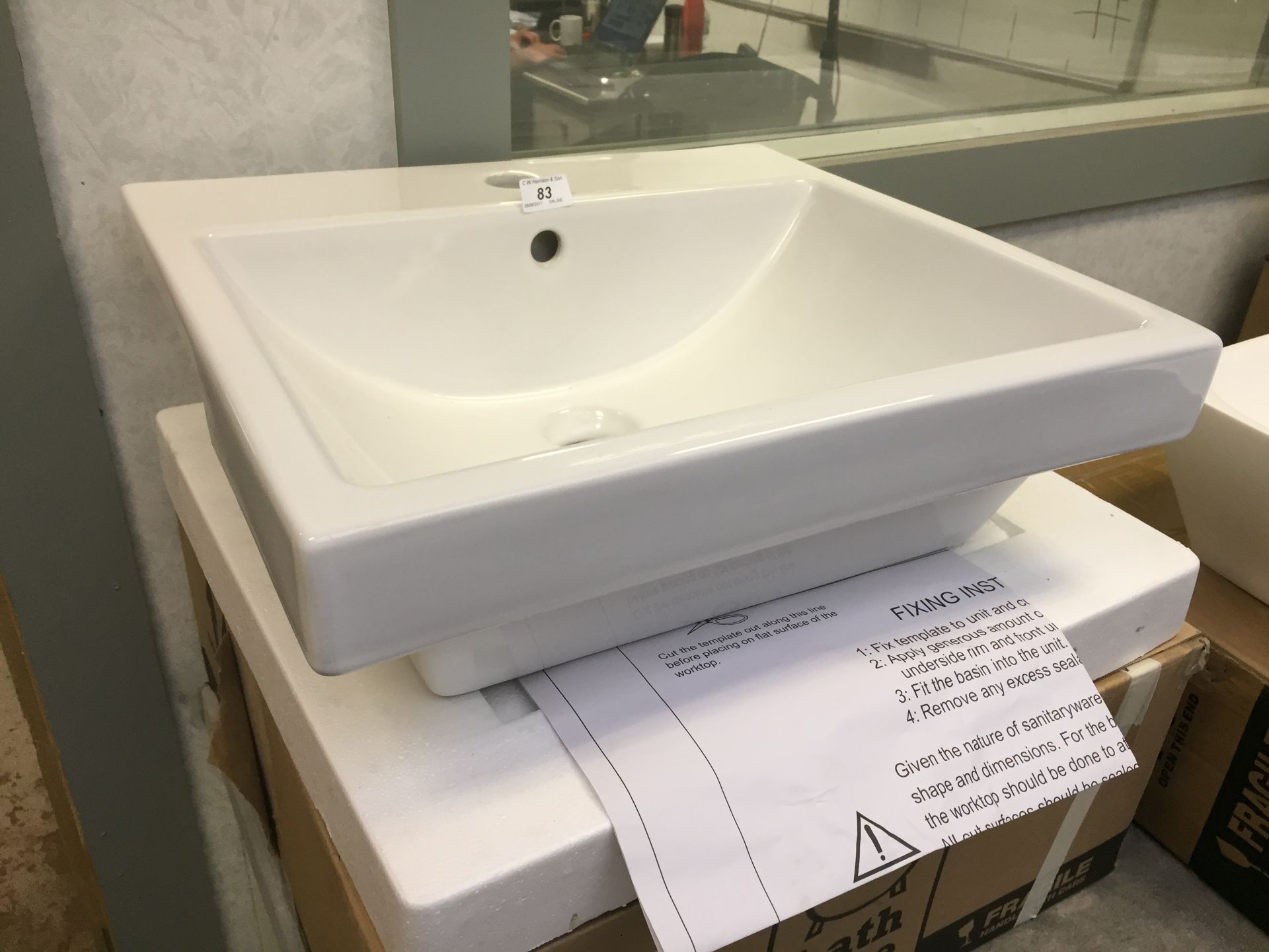 500x450 modern semi recessed basin with - Image 2 of 2