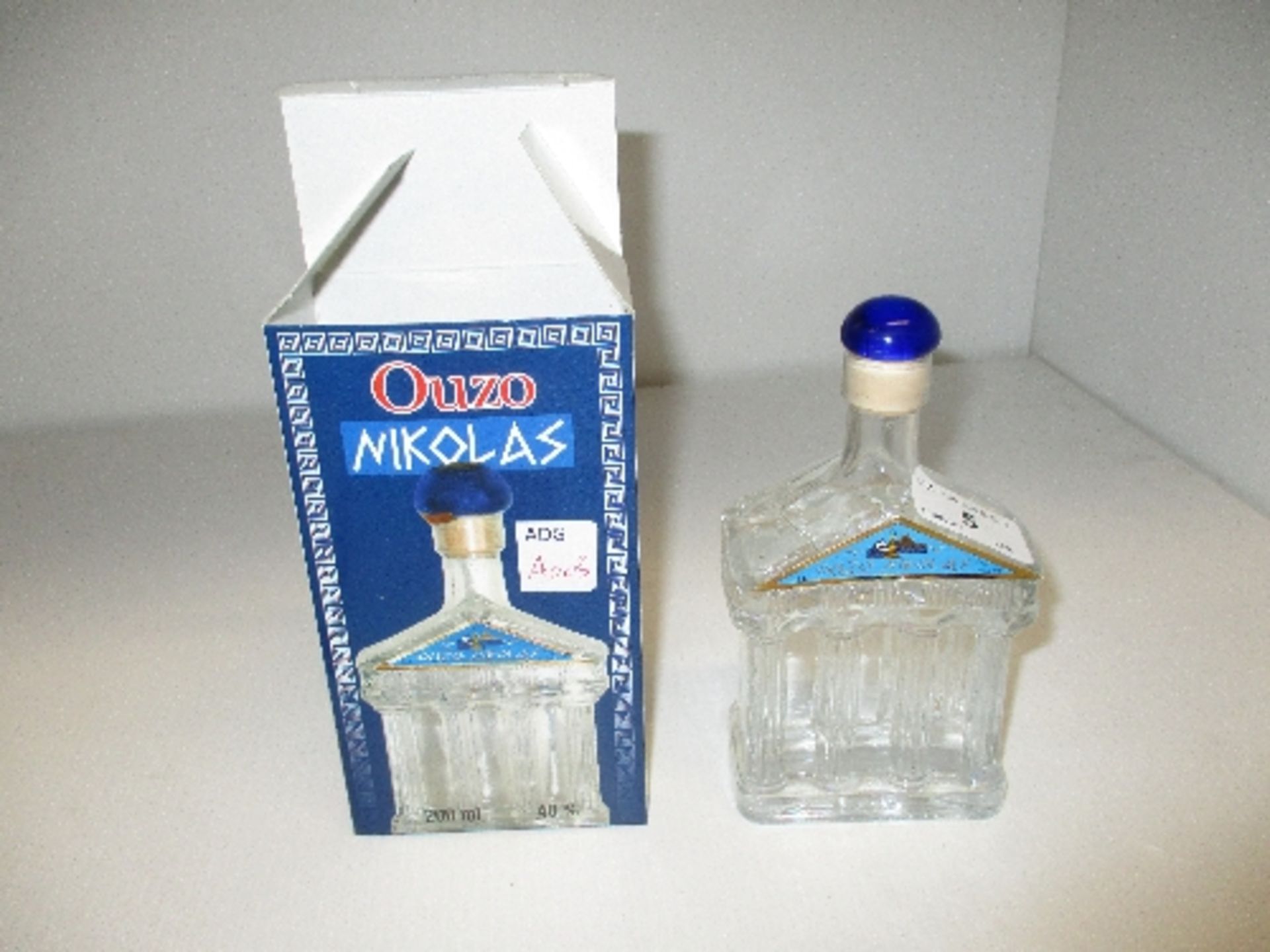 A 200ml bottle of Nikolas Ouzo in presentation box