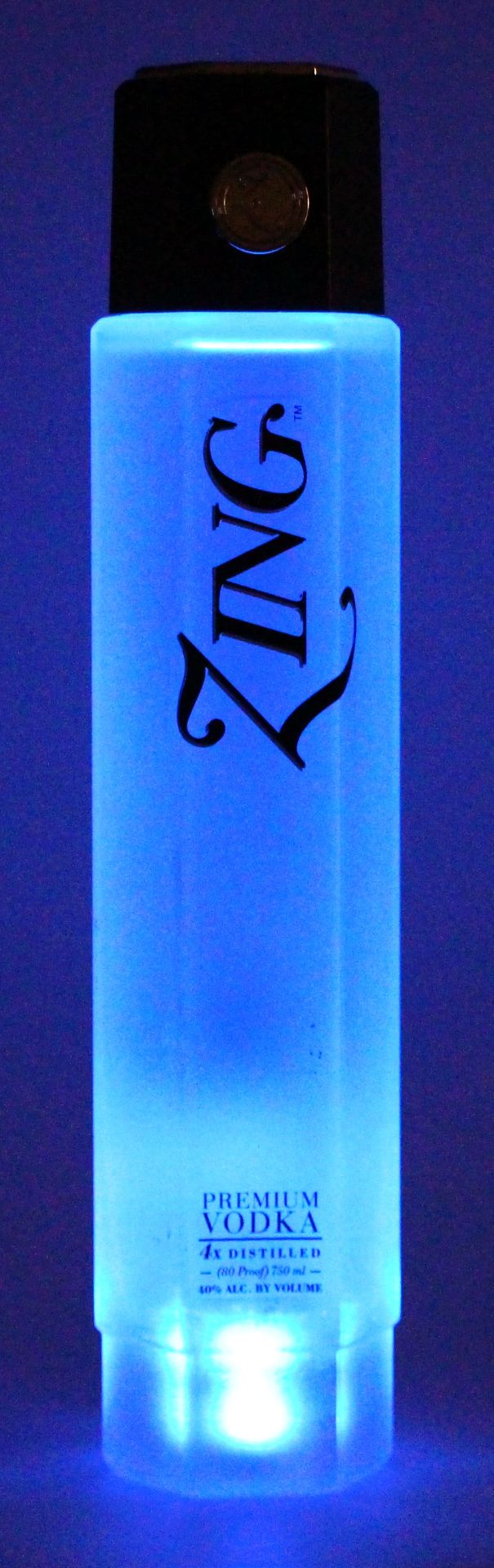 3 x 750ml bottles of Zing Premium Vodka - 80% proof - bottle lights up whilst serving - Image 2 of 2