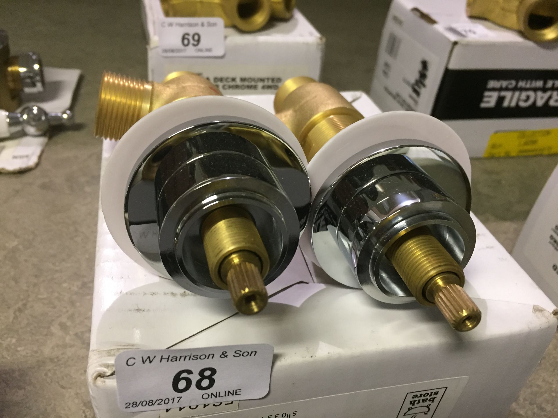 Pair of hot and cold deck mounted valves