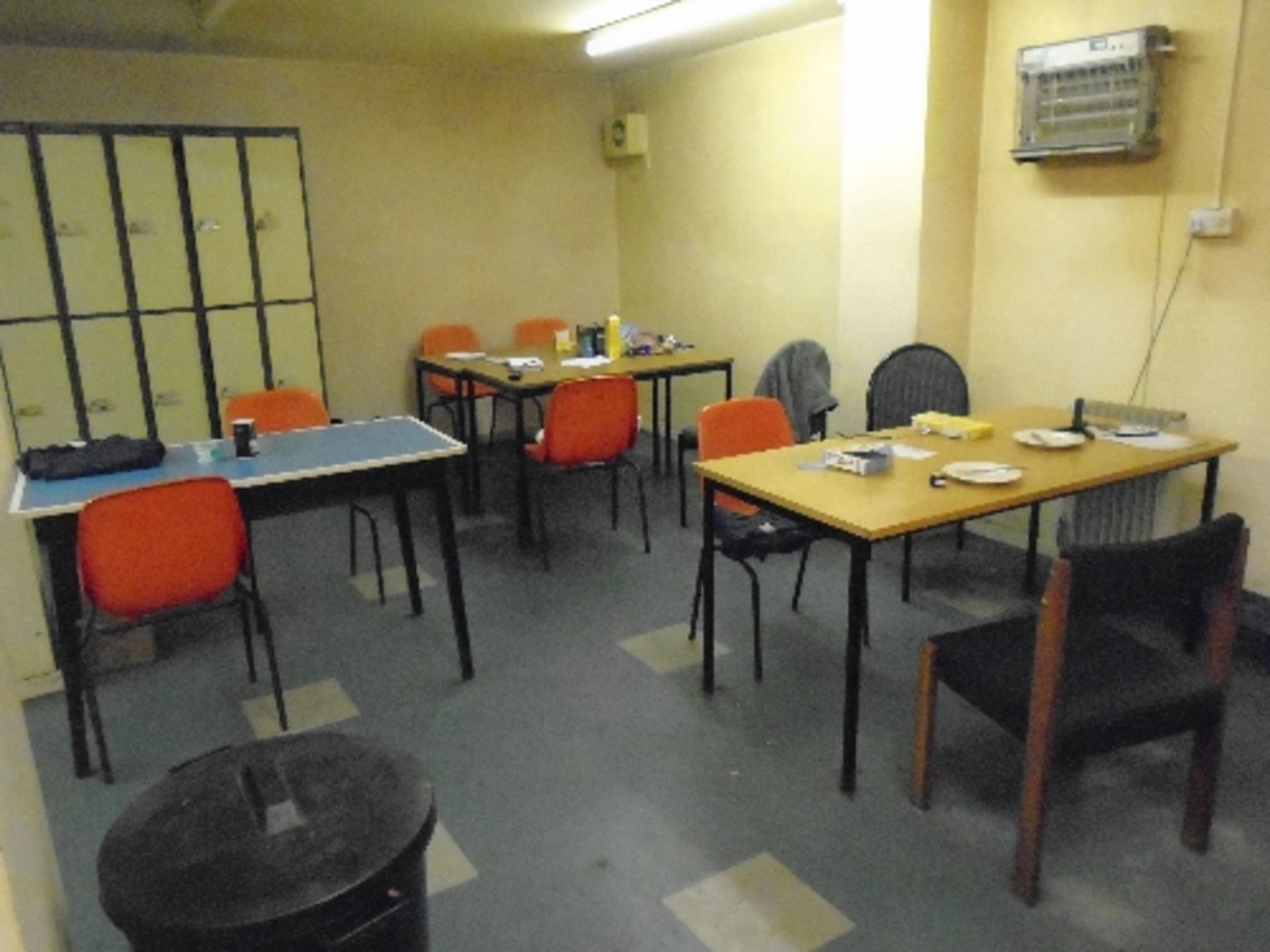 Remaining contents to canteen area - tables, chairs, vacuum cleaners, heaters, mugs,