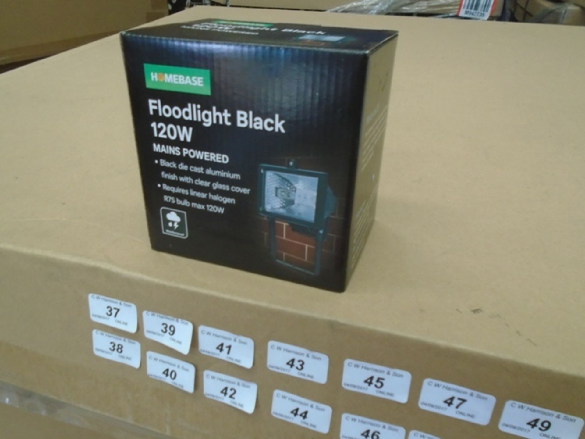 10 x Homebase 120w black floodlights - boxed