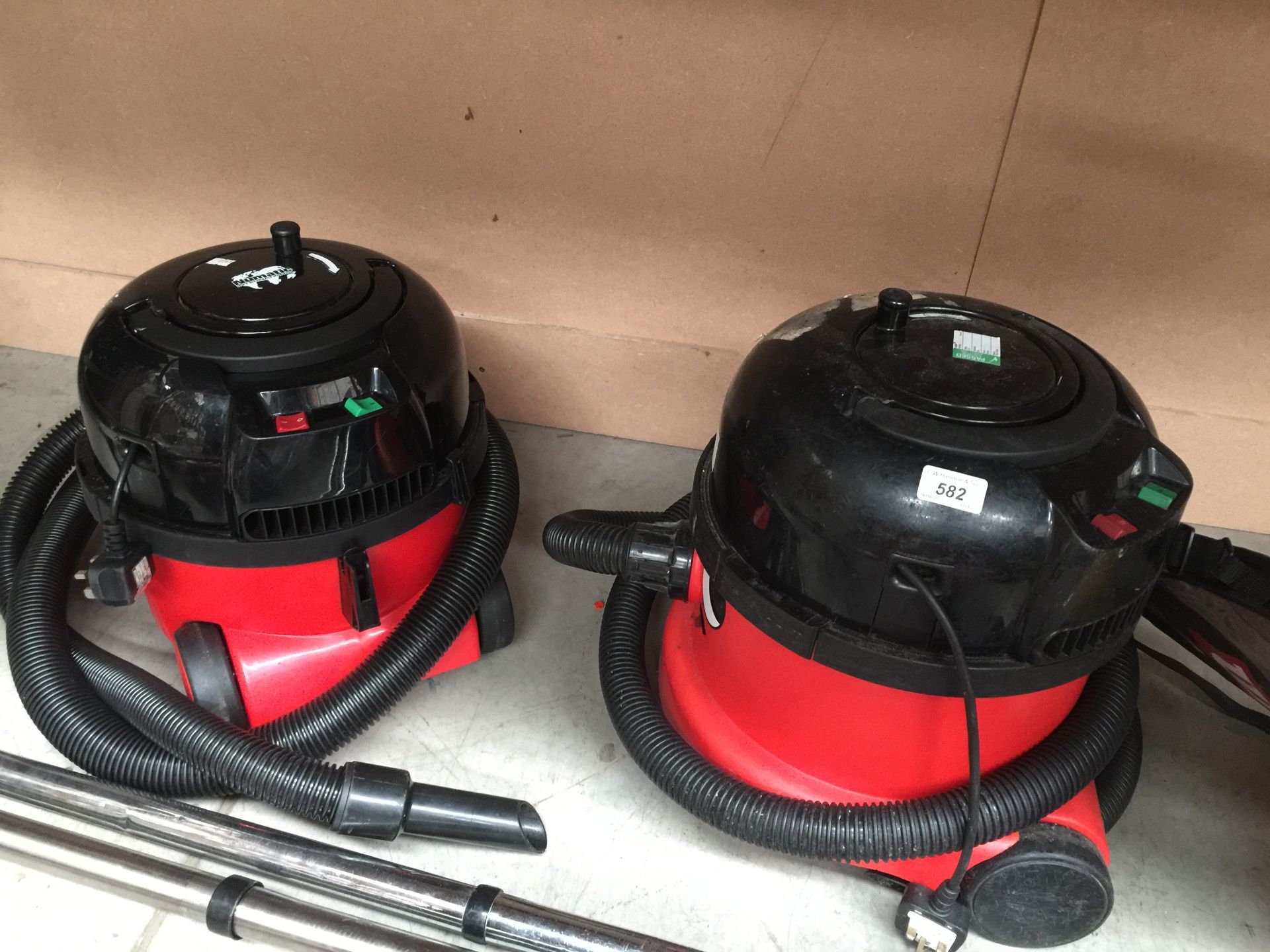 2 x Numatic tub vacuum cleaners - 240v, complete with attachments