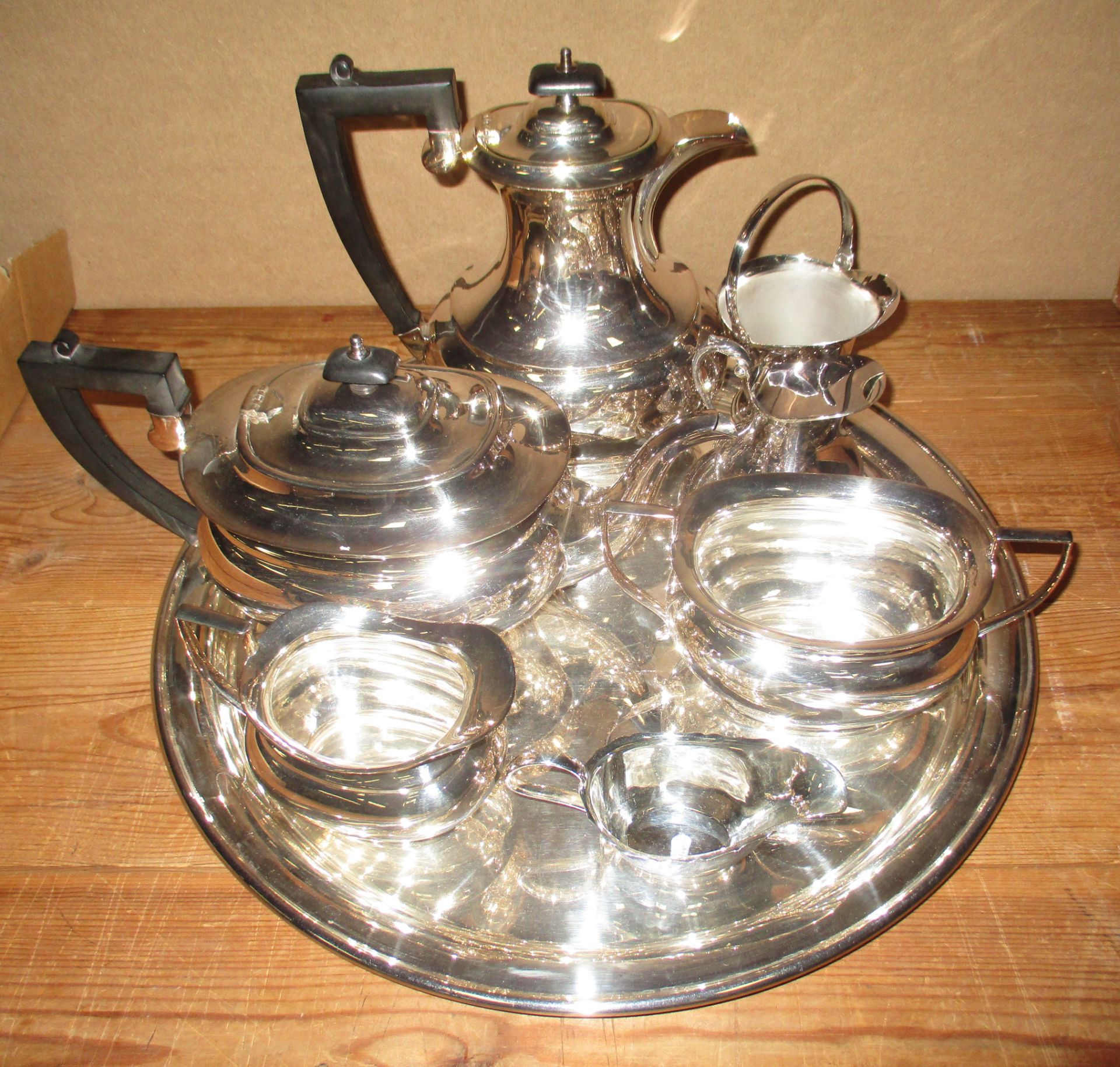 4 x piece EPNS tea service, tray, jugs etc.