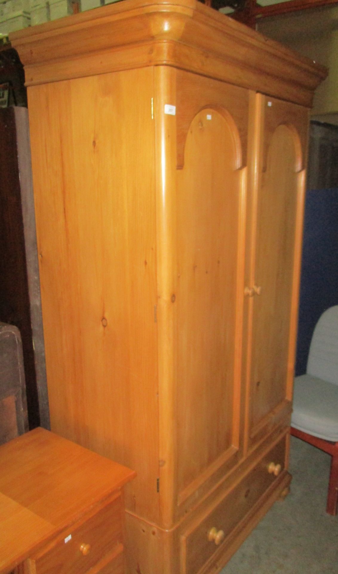 A pine two door single drawer wardrobe 100 x 203cm