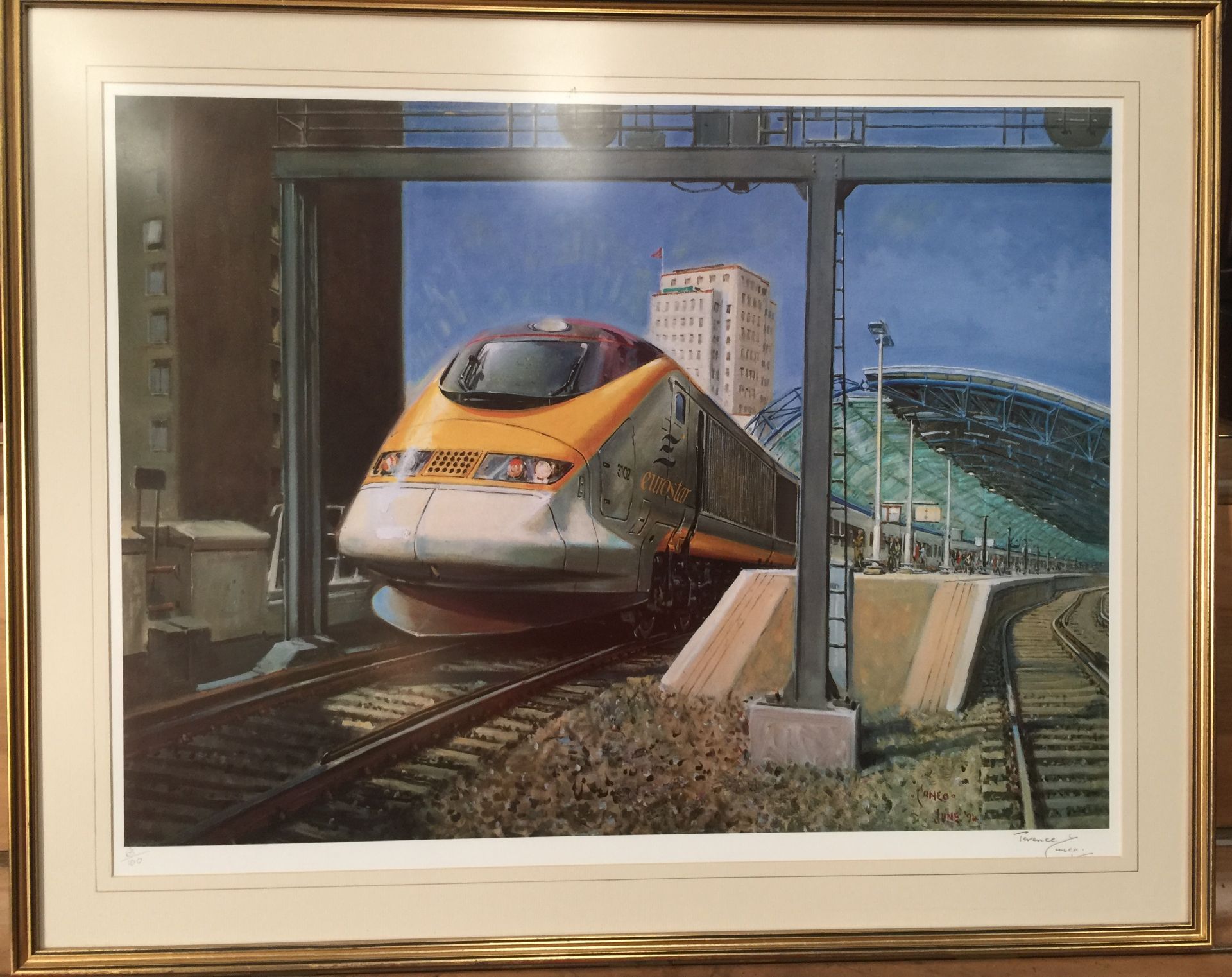 After Terence Cuneo, limited edition print 'Le Shuttle leaving Waterloo', 61cm x 80cm,