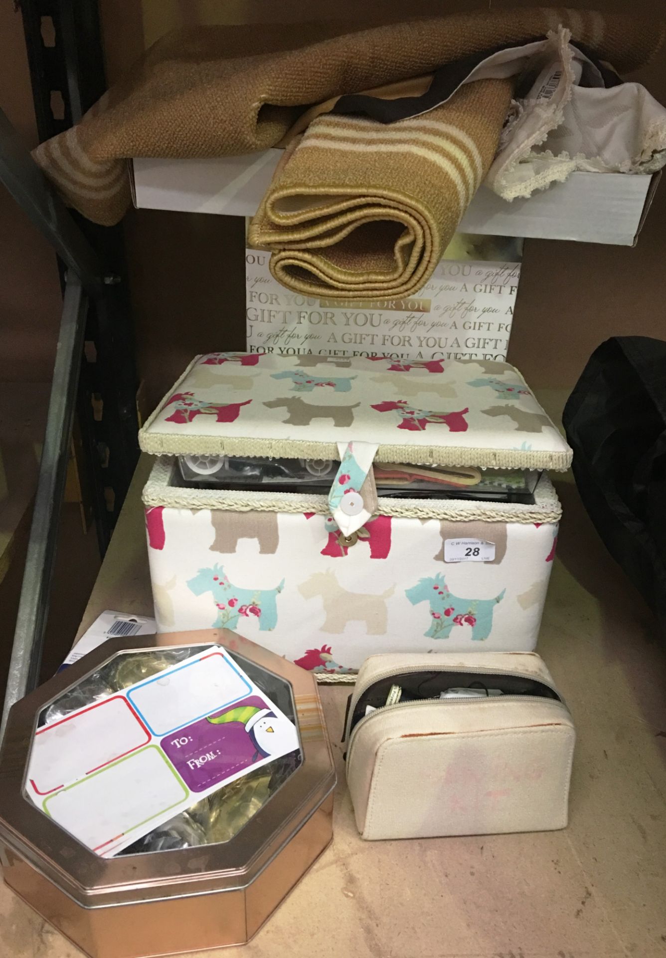 A quantity of assorted sewing equipment, bath mats,