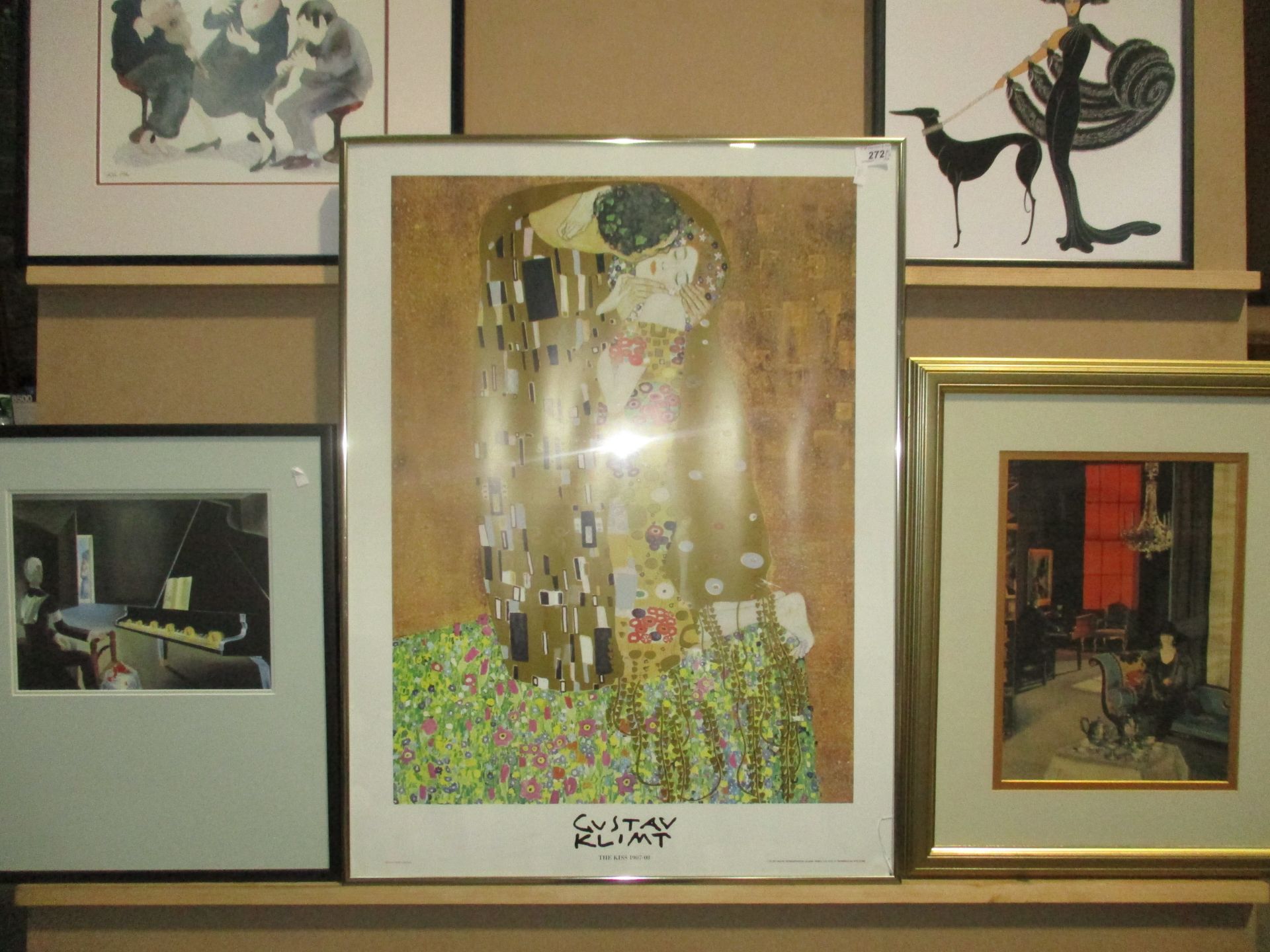 Gustav Klimt large framed fashion print and 4 other prints - fashion and musical (5)