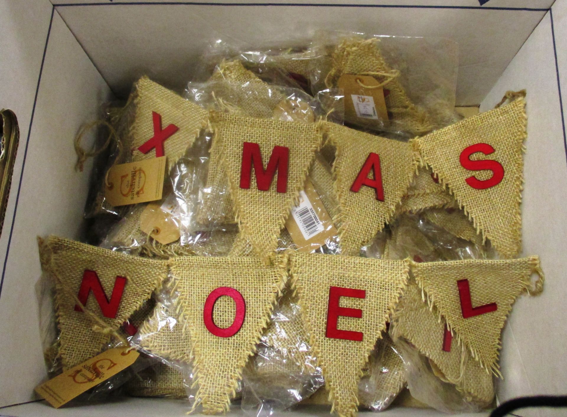 35 x Hessian Christmas bunting decorations - 12 x 'Xmas' and 23 x 'Noel' RRP £3 each(Please note - - Image 3 of 3