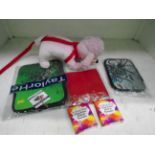 50 x assorted items - Pink Poodle soft toys, England Flags, tablet cases, England caps,