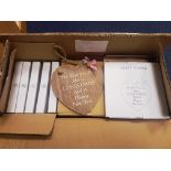 36 x wooden heart shaped Christmas plaques 'We Wish You a Merry Christmas and a Happy New Year' -