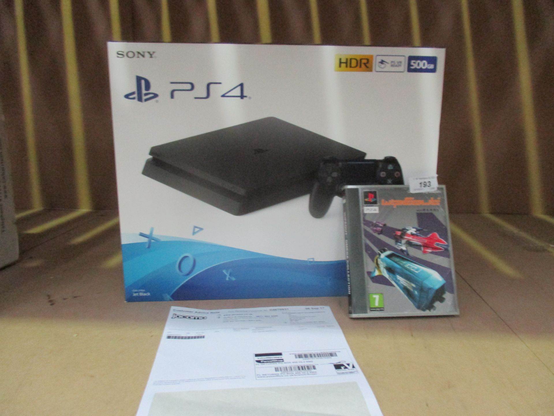 A Sony Playstation 4 500GB jet black gaming console (boxed) complete with Wipeout game and original - Image 3 of 3