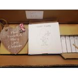 36 x wooden heart shaped Christmas plaques 'Have Yourself a Merry Little Christmas' - boxed RRP £5.