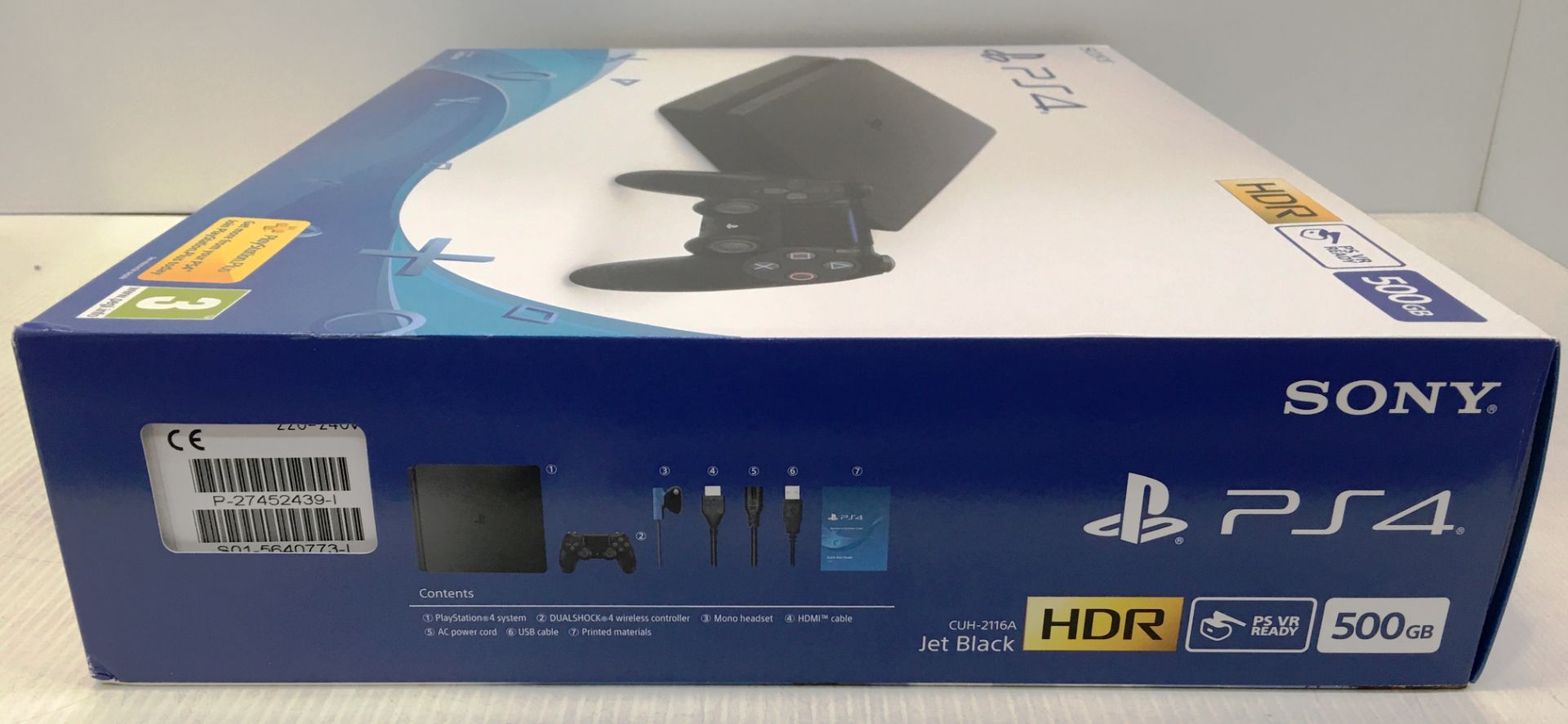 A Sony Playstation 4 500GB jet black gaming console (boxed) complete with Wipeout game and original - Image 2 of 3