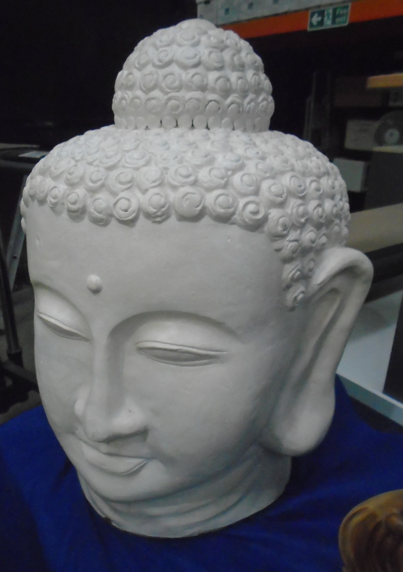 A terracotta buddha head in sand stone finish 82cm high - ref: PL081432