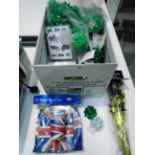 Contents to box - greetings cards, rolls of ribbon, packs of fountain candles,