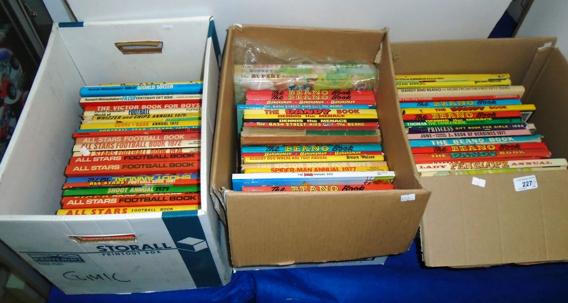 Contents to 3 boxes - a large collection of Children's annuals - All Stars Football Book, Tiger,