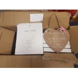 24 x wooden heart shaped Christmas plaques 'We Wish You a Merry Christmas and a Happy New Year' -