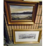 Martin Goode framed Ltd Edition print 'The Harbour at Seahouses' 15 x 41cm No 109/850 and a framed