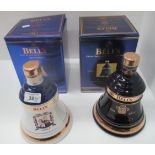 2 x 70cl Wade commemorative porcelain decanters for Bell's containing Bell's Old Scotch whisky