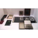 Contents to tray - photo album containing military photographs, military postcards, dog tags,