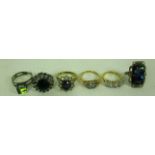 Six assorted dress rings