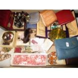 Contents to tray - quantity of assorted costume jewellery including beads,