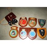 Seven assorted wooden ship plaques including Diadem, HMS Victory,