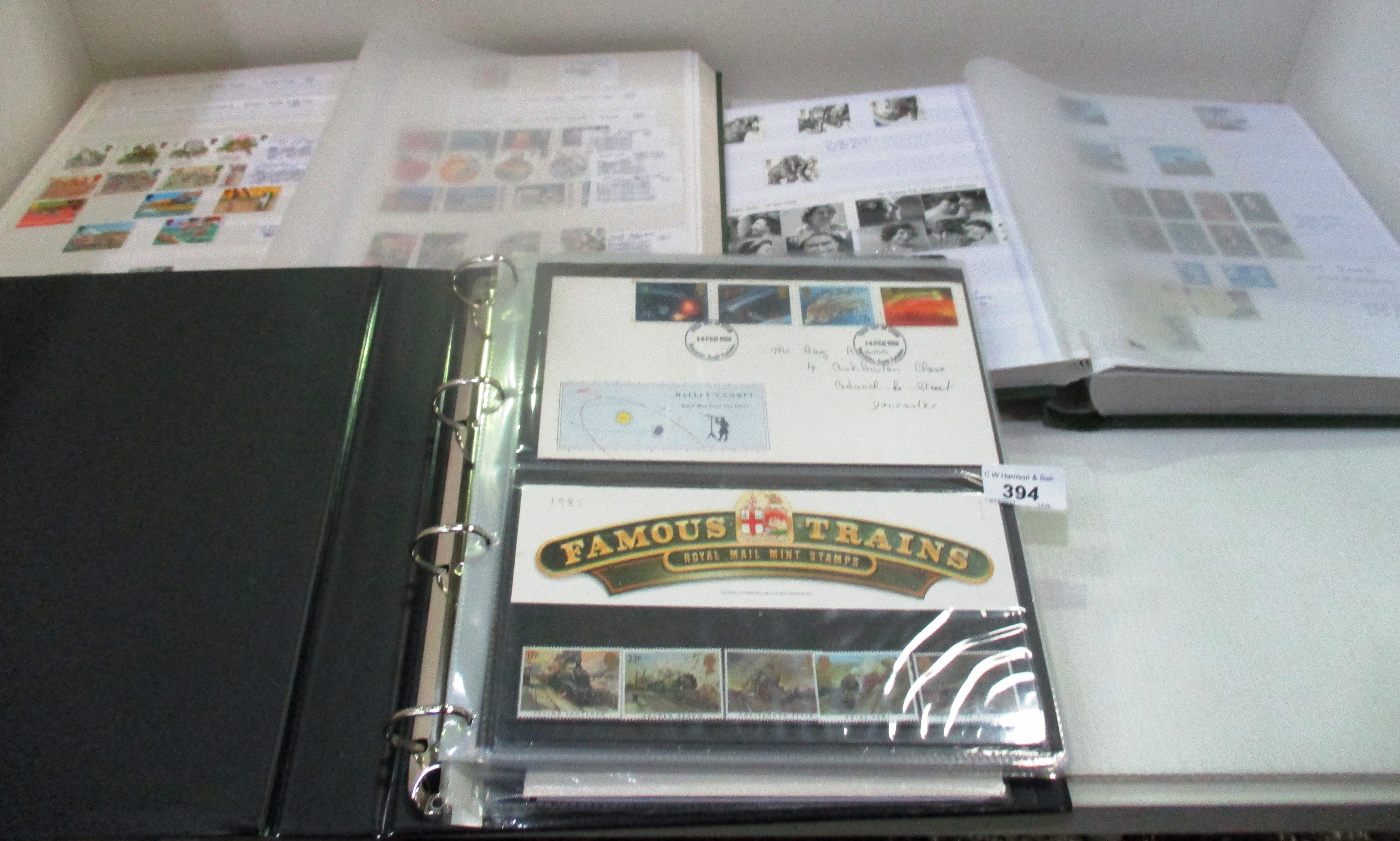 Three green albums (one boxed) GB mint, unused, face value others unused,