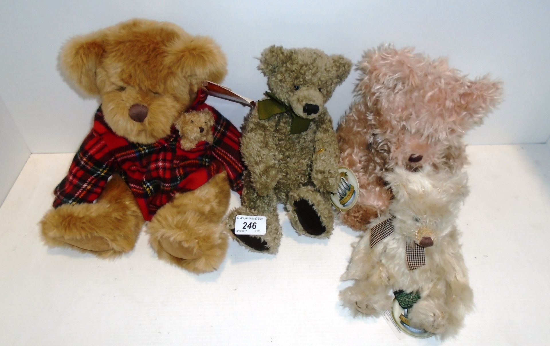 Russ Bears - 4 soft toy teddy bears - 100th Anniversary 'Claridge',