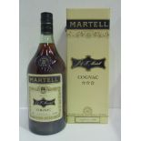 A one litre bottle of Martell Cognac in presentation box