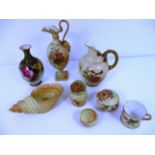 8 x pieces of Royal Worcester pottery including flatback jug decorated with 'Blush Ivory' pattern