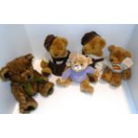 5 various soft toy teddy bears - 'Bears from the Past',