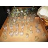 Contents to tray -quantity of assorted glassware including various glasses,