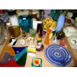 Contents to tray - quantity of assorted glass paperweights and decorative glassware