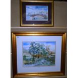 Derek Kay a framed watercolour 'Dentdale' 33 x 43cm and another Harbour scene 19 x 29cm - both