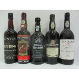 A collection of 5 bottles of Port - a 75cl bottle of Grahams 1983 Vintage Port,