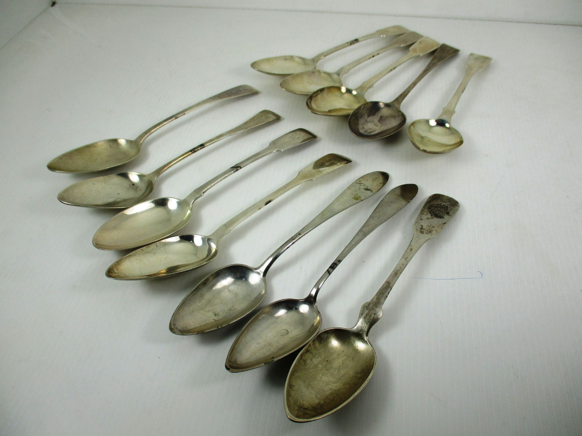 9 x assorted sterling silver table spoons and 3 other table spoons (total approx weigh 19.